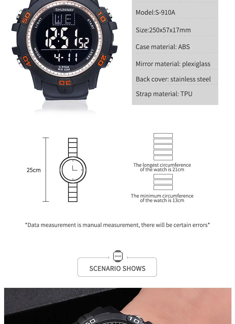 Digital Men Military Multifunction Watch 50m Waterproof Wristwatch LED Clock Sport Watch Male Big Watches Men 2022