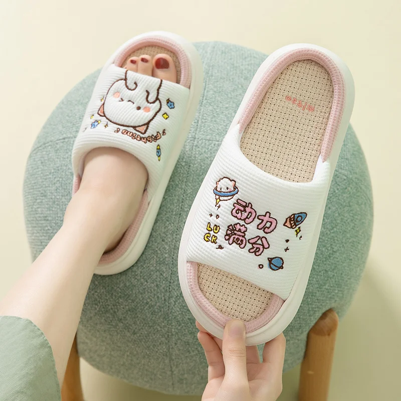 

Симпатичные льняные тапочки Bubu и Dudu Mitao в виде кота, домашние и уличные тапочки для девочек, Повседневные тапочки из хлопка и льна с впитывающим пот