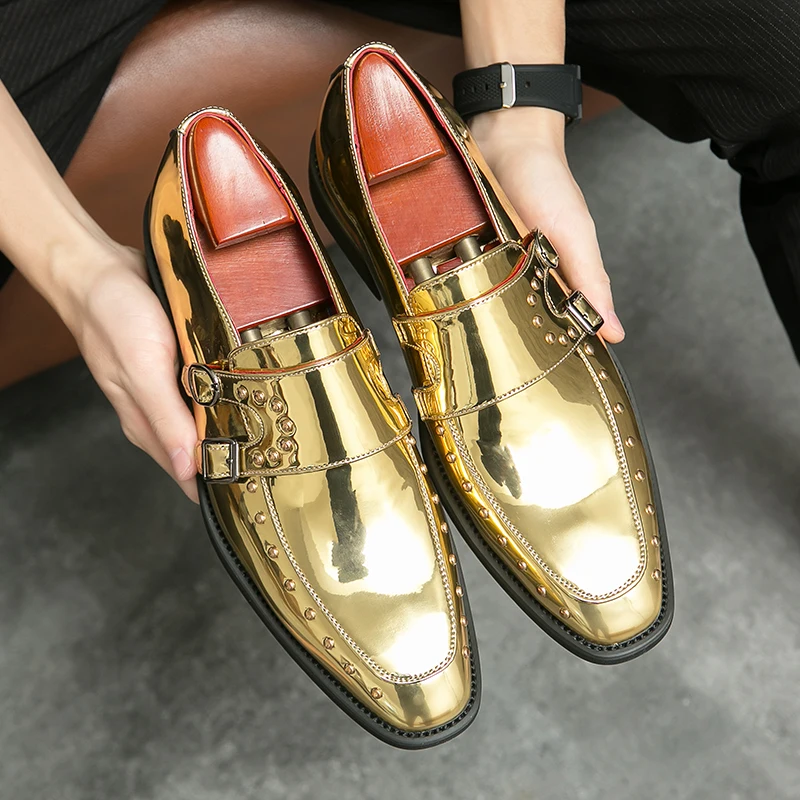 slim fit dress slacks Striking Gold Ankle Strap Heels - All Shoes main image 0