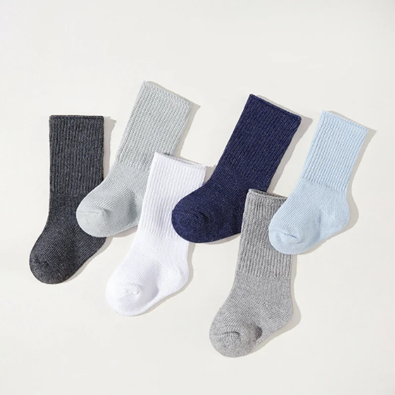 6Pair/lot 100% Pure Cashmere Indoor Thick Solid Color Baby Winter Warm Knitted Soft Boys and Girls Mid Tube Socks 0-2Y