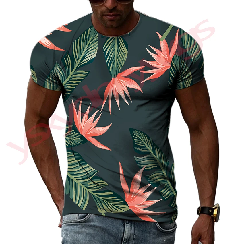 

Summer Tide Tropical Plant Picture Men T-Shirts Casual 3D Print Tees Hip Hop Personality Round Neck Short Sleeve Tops