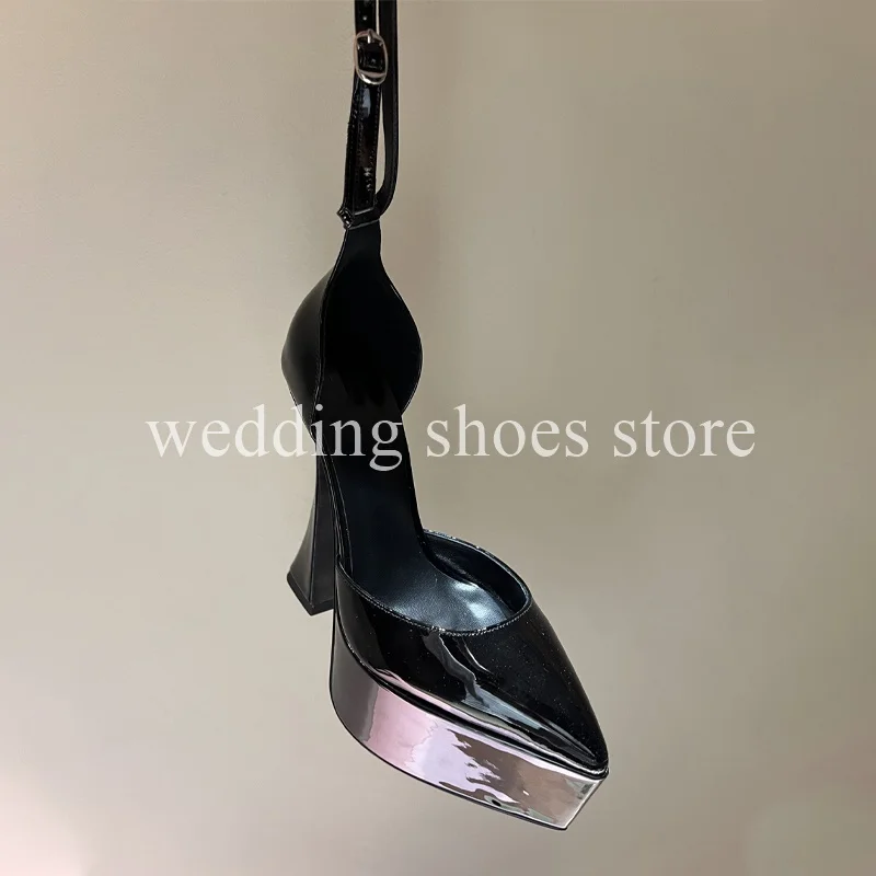 New Show High Waterproof Platform Pointed Thin Heel Women's Shoes Sexy Patent Leather 16CM Heel Height  Party Single Shoes 6