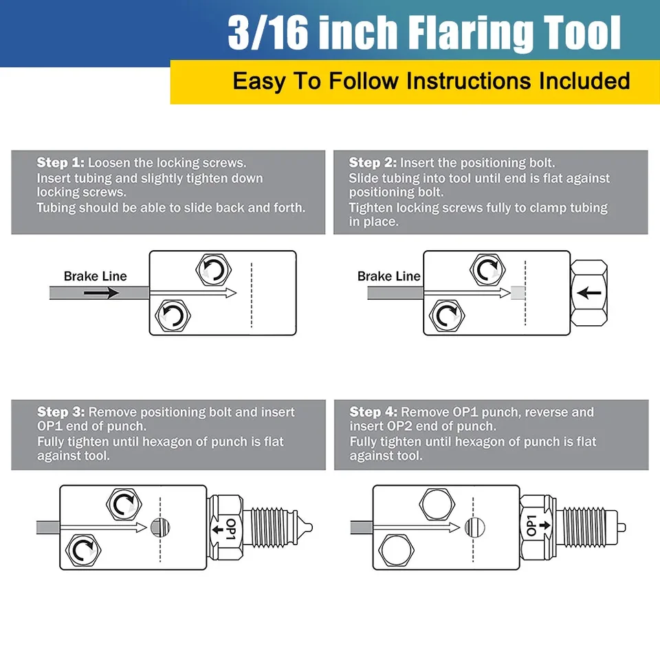 Set Completo Per Svasatura Tubi Freno 1/4" E 3/16" – 7,6 M Di Tubo Rame, 32 Connettori, 8 Raccordi, 5 Adattatori, Tagliatubi E Piegatubi, Per Impianti Idraulici E Freni