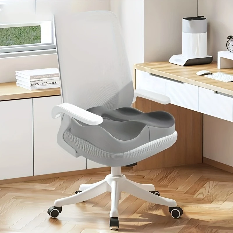 Ergonomic Memory Foam Seat Cushion - Light Green & Grey, Washable Polyester Cover