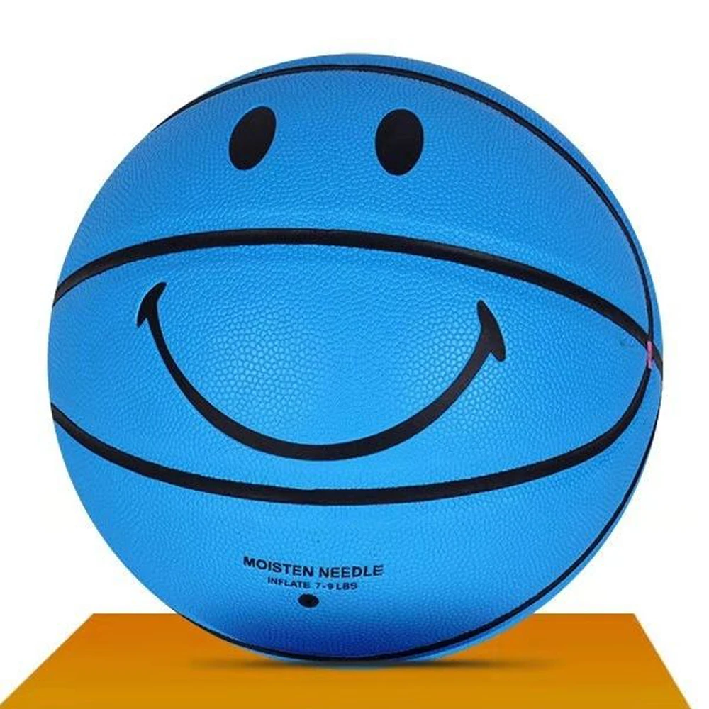 Youth Children 4-7 Professional Sports Basketball Smile Patterns Indoor Outdoor Training Competition Basketballs Birthday Gift