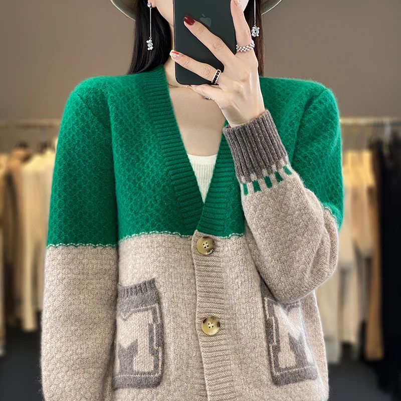 

Autumn And Winter New Woolen Sweater Knitted Cardigan Women's Korean Version Simple And Loose Fashion Lazy Sweater Style Outside