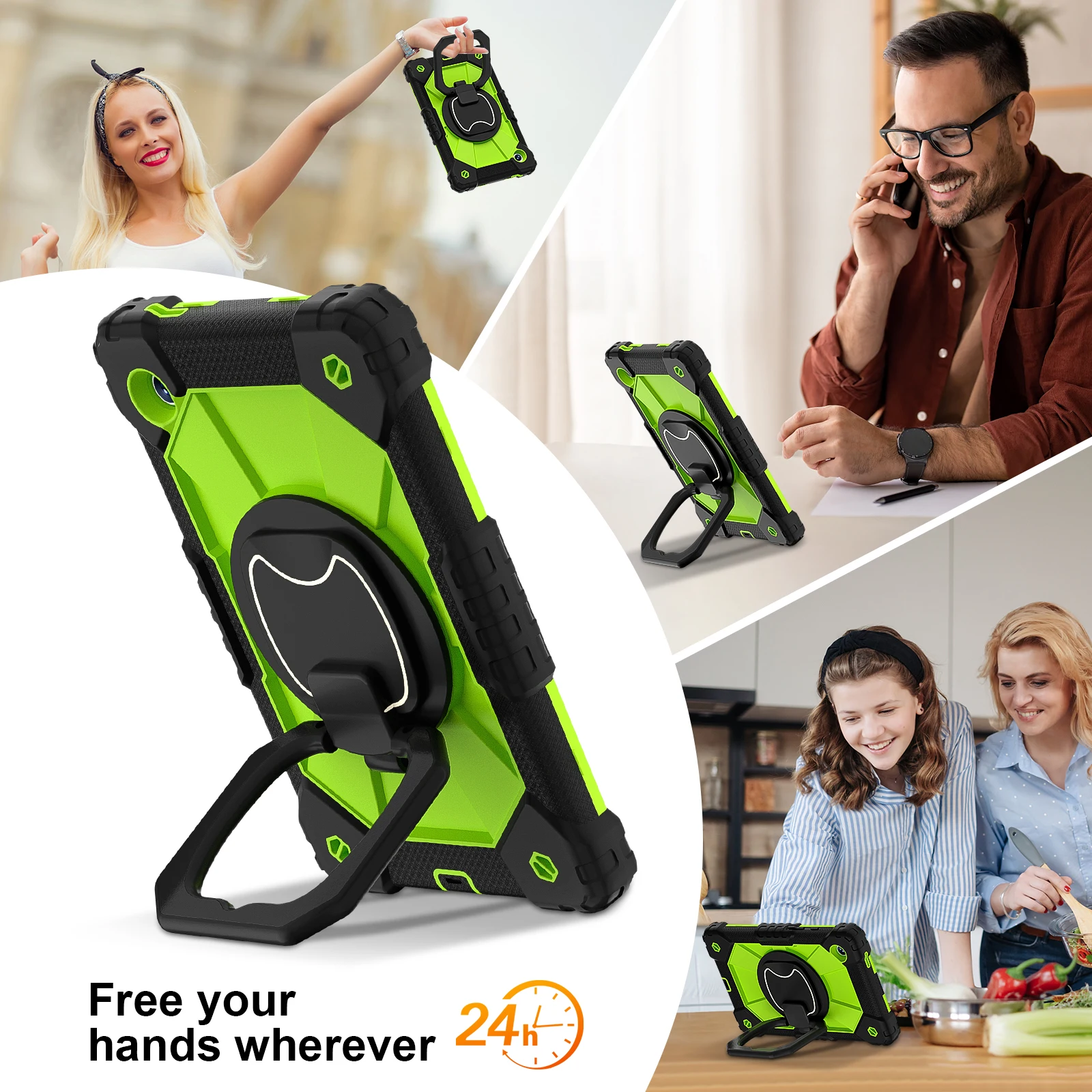 360-Degree Rotating Kids Tablet Case with Shoulder Strap
