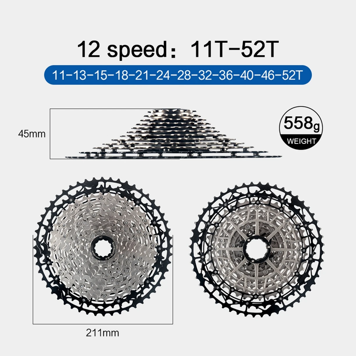 SUNSHINE MTB Kassette 8 9 10 11 12 Geschwindigkeit Mountainbike Freilauf Extra Licht 40 42 45 46T 48T 50T 52T für Shimano HG Kettenrad – Detail 27