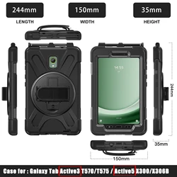 Rugged 360° Stand Case with Hand Strap for 8-inch Galaxy Tab Active Series (Black)