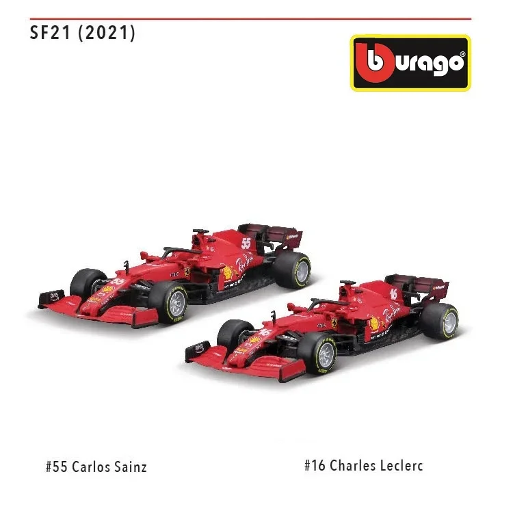 

Модель автомобиля Bburago 1:43 F1 2021 SF21 № 55, Карлос сэнц/№ 16 Чарльз помиритель