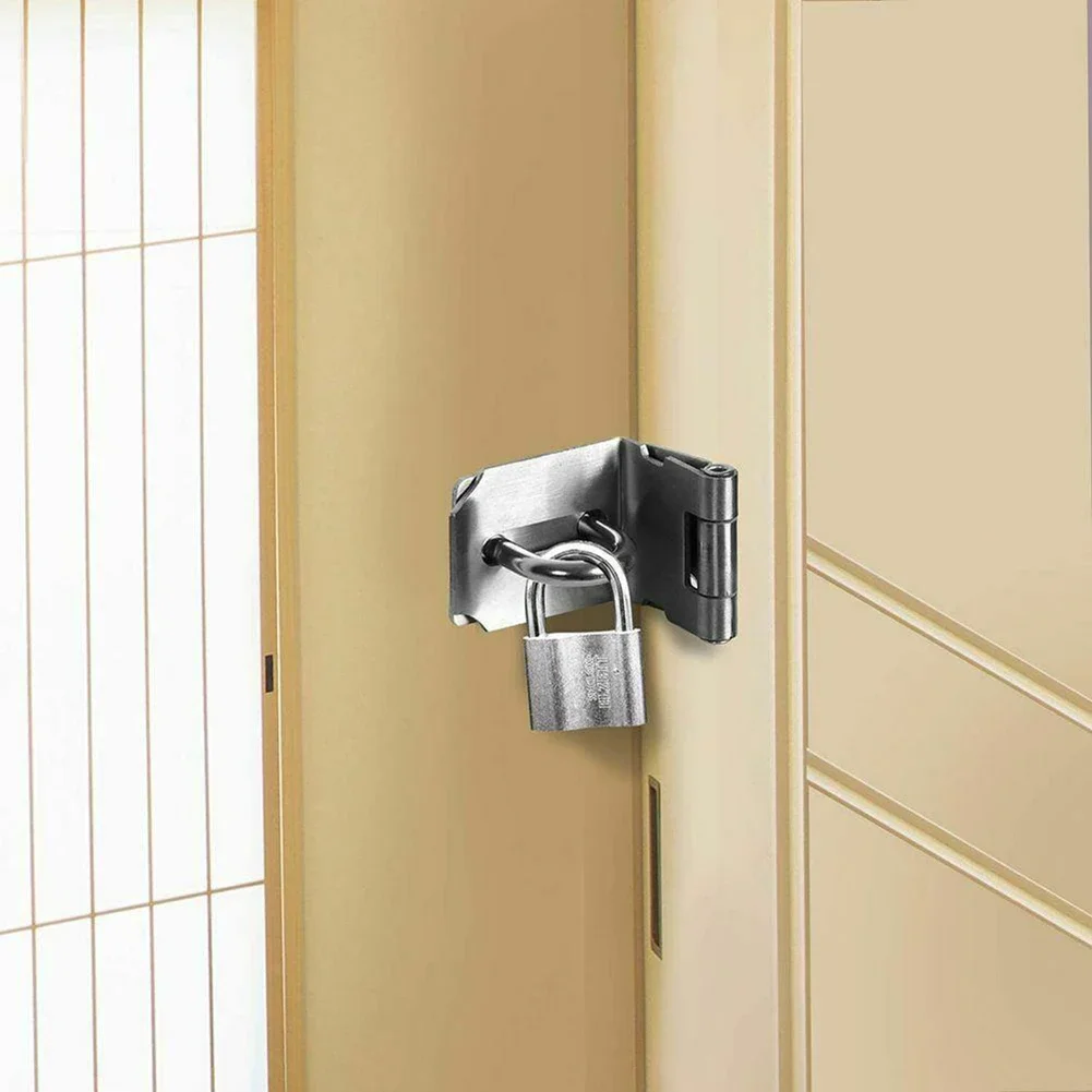 Description Picture 2 of itemStainless Steel Door Clasp Lock Shed Latch Padlock Hasp Gate Bolt Household Burglar-Proof Hardware For Wood Door