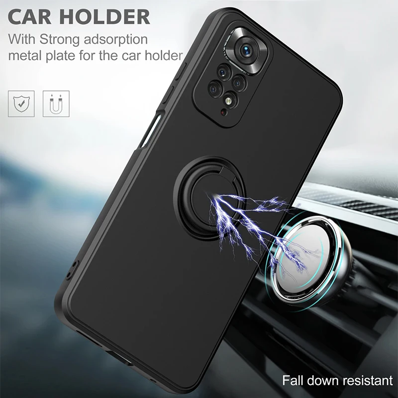 Premium Liquid Silicone Ring Holder Shockproof Phone Case - Soft Back Cover