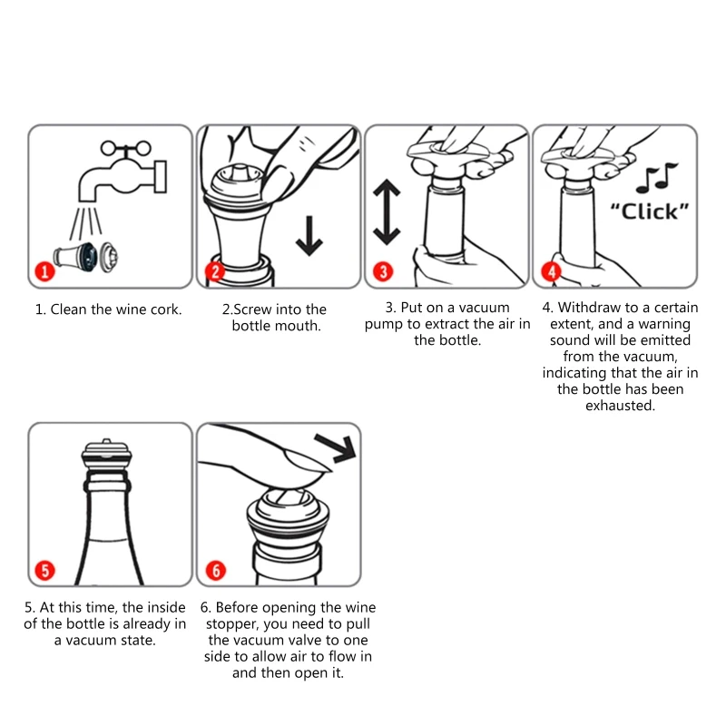 5 /10 Pcs Leak-Free Wine Stopper Preserver Home Vacuum Wine Saver Pump Silicone Bottle Stopper Sealed Bottle Topper Q1FD Wine Stopper Wine Stoppers