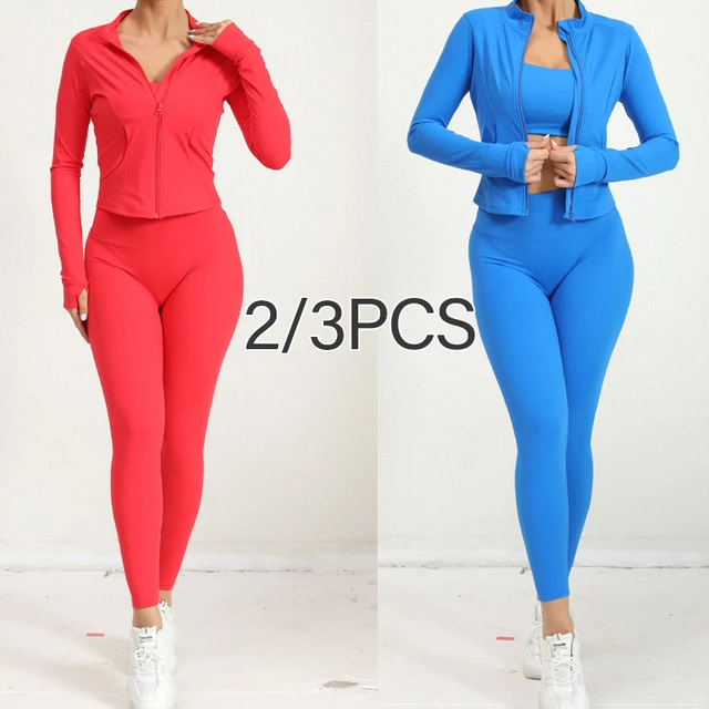 2/3PCS Sport Yoga Suit Quick Dry Breathable Zipper Sportwear Women Set  Outfit Fitness Gym Set