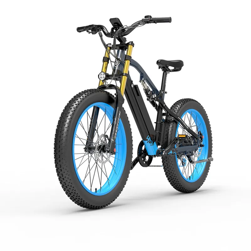 US EU UK LANKELEISI RV700 Electric Bicycle 48V 16Ah 1000W Electric Mountain Ebike Fat Tire Oil spring suspension Bike