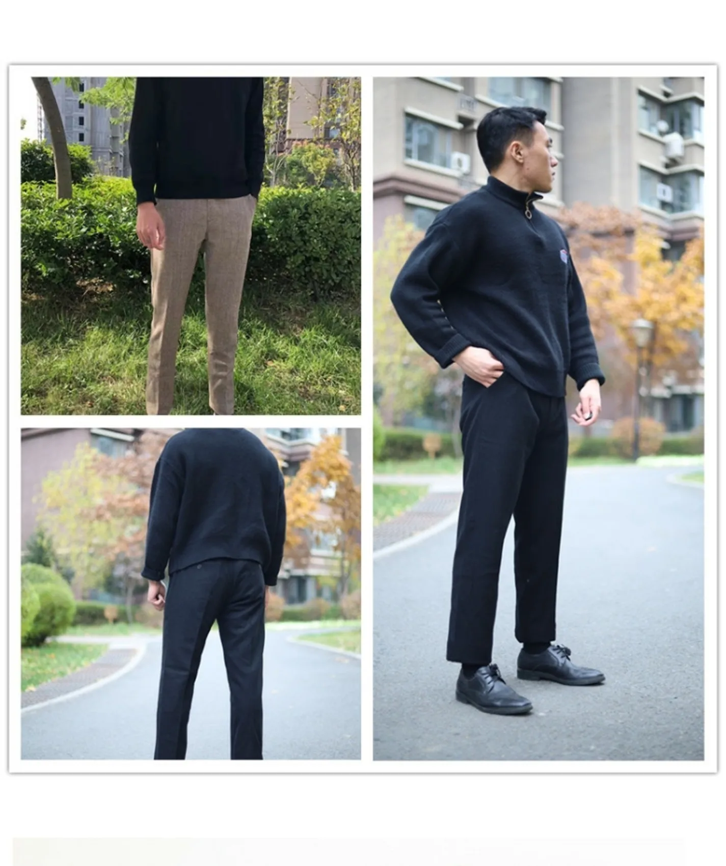 Herbst und Winter britische Retro-Hose aus Woll-Tweed mit Fischgrätenmuster für Herren in großen Größen – Detail 2