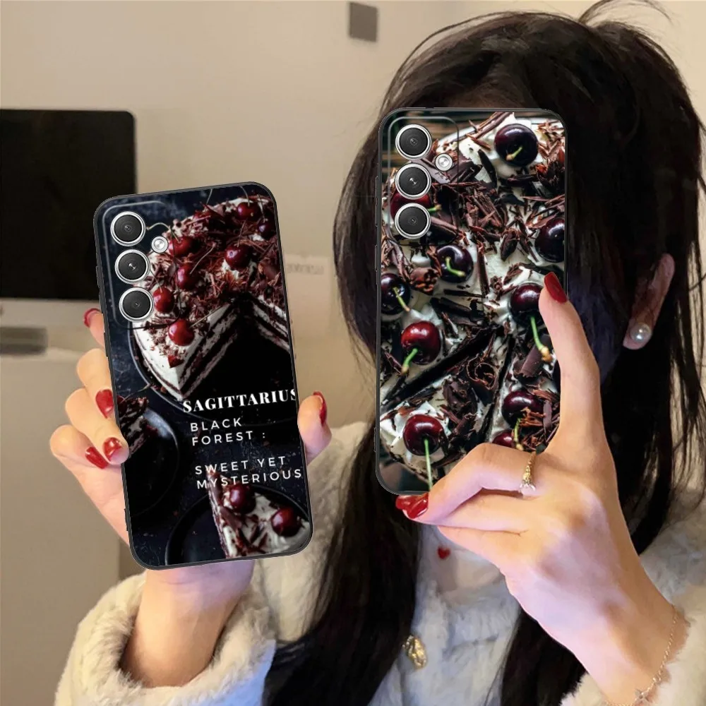Black Forest Cake Mobile Cell Phone Case For Samsung Galaxy S24 S23 S22 S21 S20 S10 S9 Plus Fe Ultra Lite Black Cover Funda