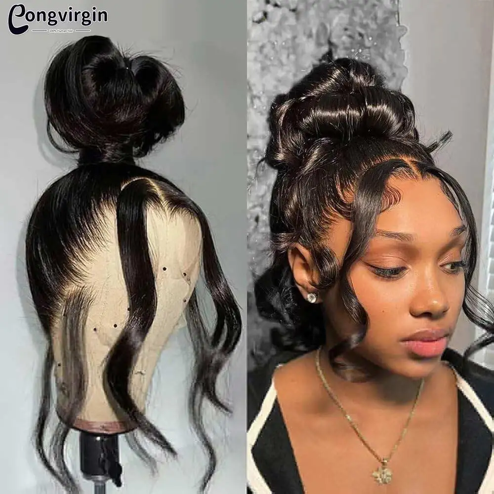 Body Wave 360 Lace Wig Human Hair Pre Plucked Transparent 13x4 13x6 Lace Frontal Wig Brazilian Hair Wigs For Women 250% Density