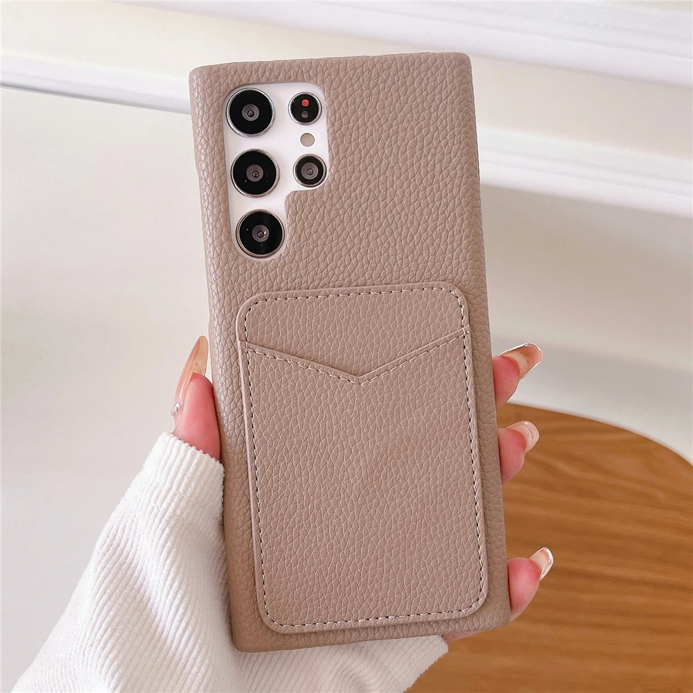 Luxury Retro Litchi Leather Grain Soft Phone Case