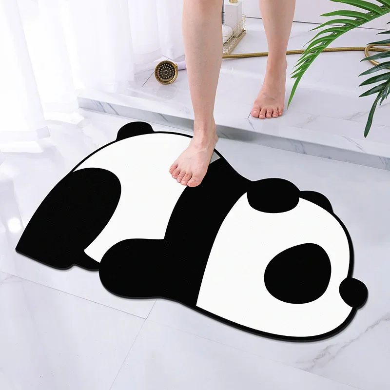 Quick Drying Cute Cat Dog Panda Super Absorbent Bath Mat Anti-Slip Mat Skin Floor Mats Toilet Carpet Home Decor