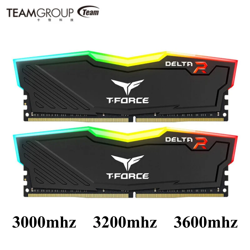 Teamgroup memória ram delta rgb ddr4, módulo de jogos, 8gb, 16gb, 3200mhz, 3600mhz e 16gb, 3000mhz