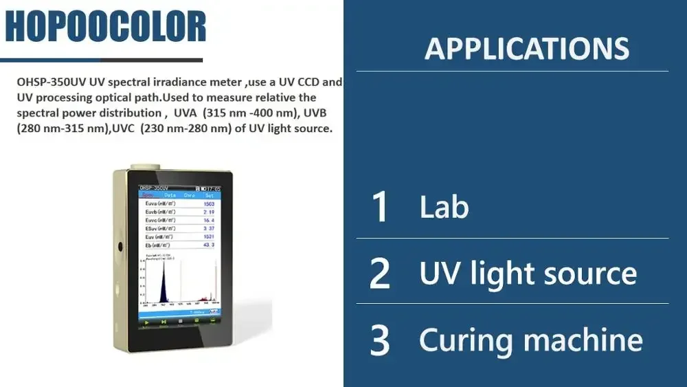 OHSP350UV 230-850nm UV Spectroscopy Ultraviolet Tester Meter Spectrometer CCD 6