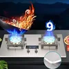 2 Pots Gas Stove Dual Use Embedded Table Natural Gas Liquefied Gas Cooktop Home Catering Equipment Tempered Glass Energy Saving 2
