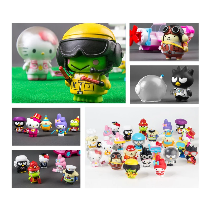 Hello Kitty 45th Anniversary Edition Sanrio Gacha Anime Figure Doll Capsule Toys Insert Building Block Gifts Sell One Randomly