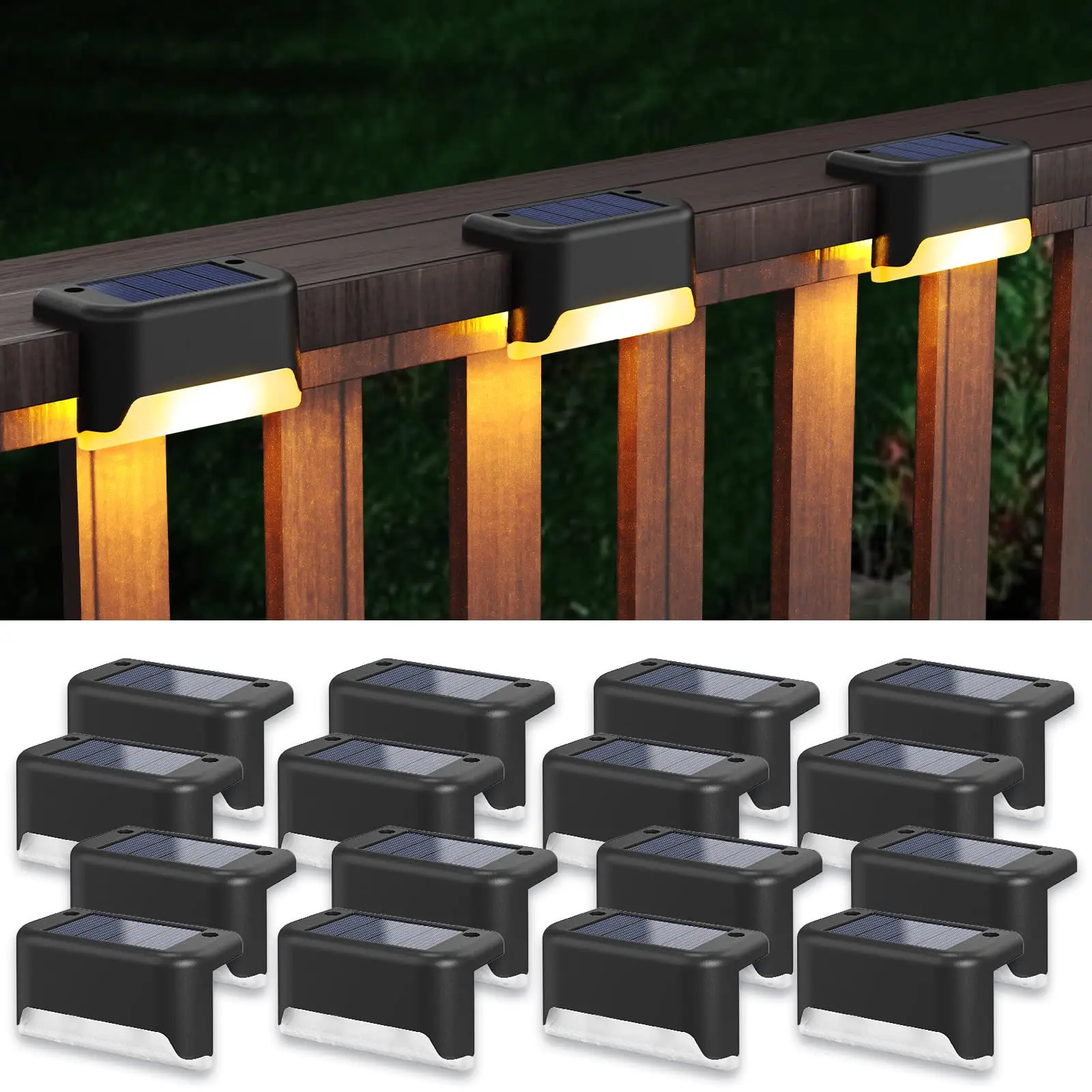 Solar-Stufen-Zaunleuchten für den Außenbereich, wasserdichte LED-Wegeleuchte für Terrasse, Treppen, Garten, Weg, Stufenzäune, Außen-Solarlampe