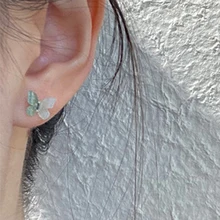 

8 pieces of silver needle color three-dimensional butterfly female earrings simple net celebrity temperament fairy set earrings