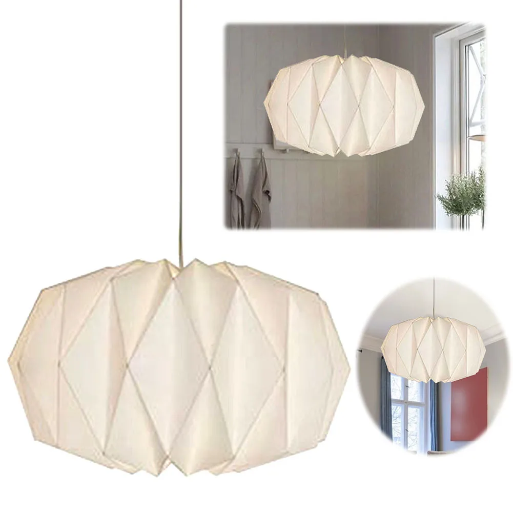 Folding Living Room Chandelier Decor Hanging Pendant Lamp Cover Origami Lantern Hanging Lampshade for Bedroom Dining Room Decor