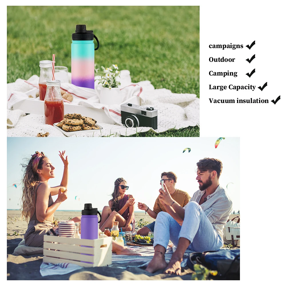 Description Picture 3 of item22OZ 32OZ Large Capacity Water Bottle Stainless Steel Thermos Cups Sports Mug Portable Insulated Cup Outdoor Gym Kettle