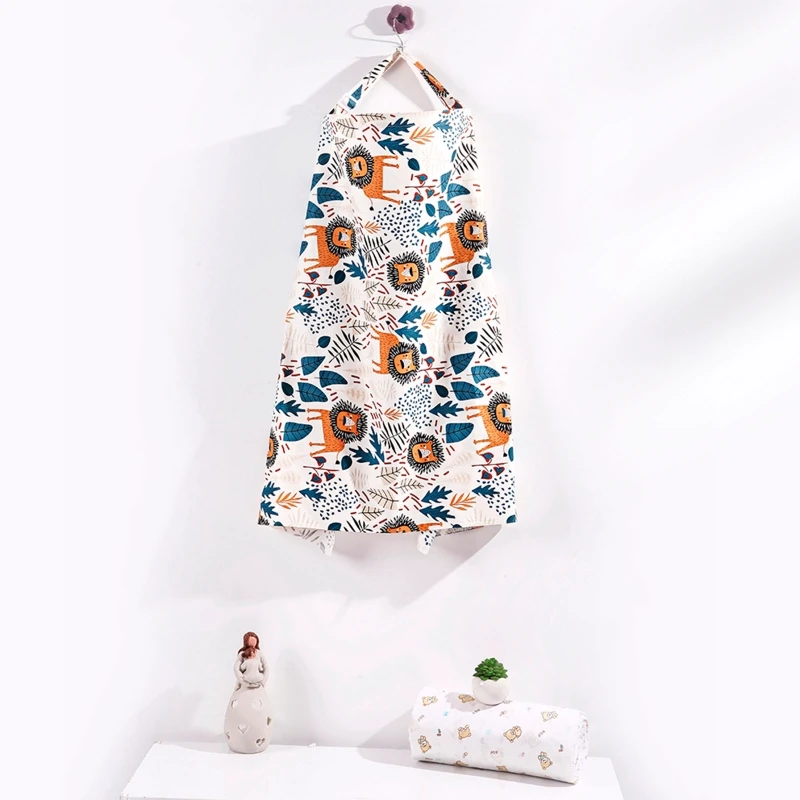 Maternity Nursing Robe Breastfeeding Gown Infant Wrap Leaves Print Nursing Poncho Multi Use Cover for Baby Car Seat