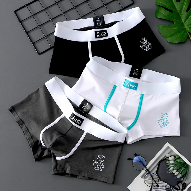 4 pcs/lot  Bear Skateboard Boxer Men Underwear Bermuda Ropa Interior Hombre Mens Boxers Cuecas Masculinas Man Calzoncillos M-3XL