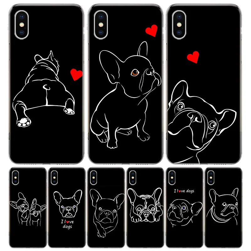 Bulldog Francese Nero Bianco Cover Custodia Per Telefono Per Iphone 11 14 Pro Max 15 Shell 13 12 Mini X 8 6S 7 Plus Xs + Xr 5 S Se Call Mobile