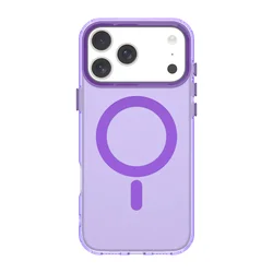 Matte Clear Candy Color Magnetic Wireless Charging Soft Phone Case for iPhone 15 Plus (Purple)