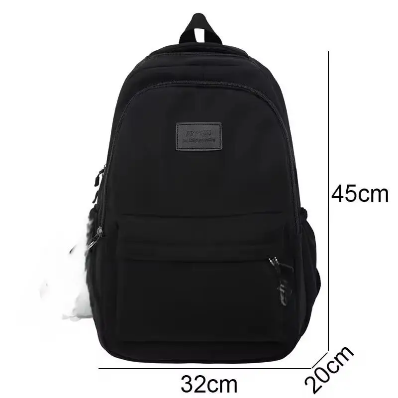 Sac à dos imperméable en nylon pour adolescentes, sac à dos tendance pour filles, sac à bandoulière pour lycée, sac de sport noir pour ordinateur portable_voghion.com