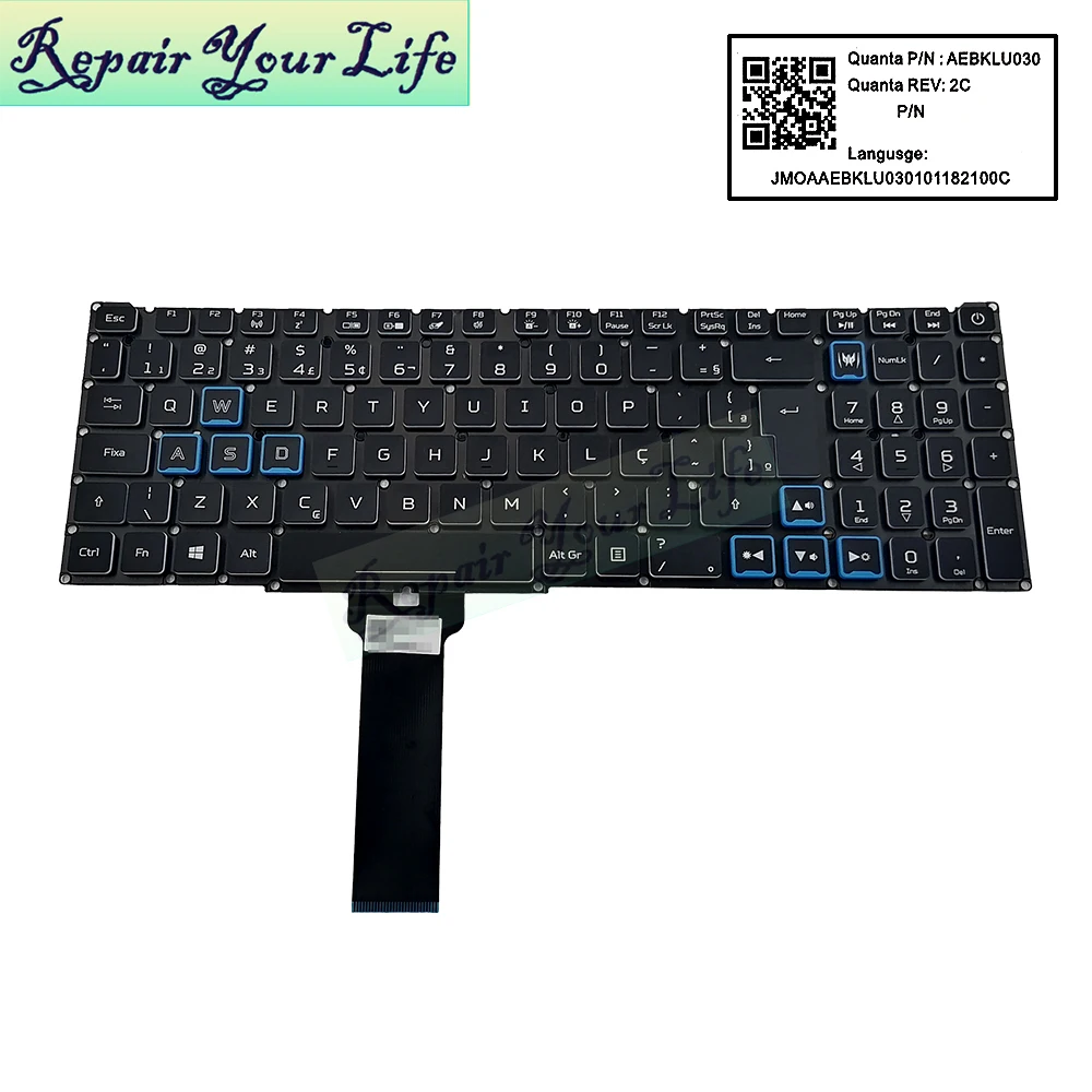 Latino Espanhol Pt-br Brasil Teclado Backlit para Acer Predador Helios 300 Ph31552 Ph317-53 Notebook pc Gamer Teclado Rgb Luz