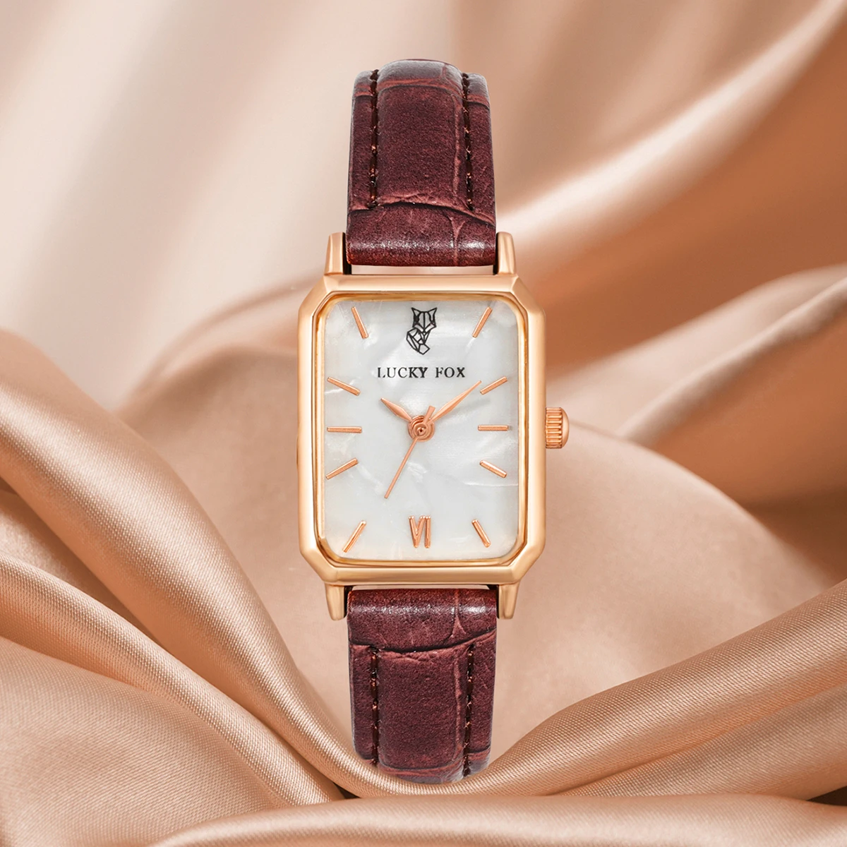 LUCKY FOX Women Watches Fashion Green Square Leather Quartz Watch