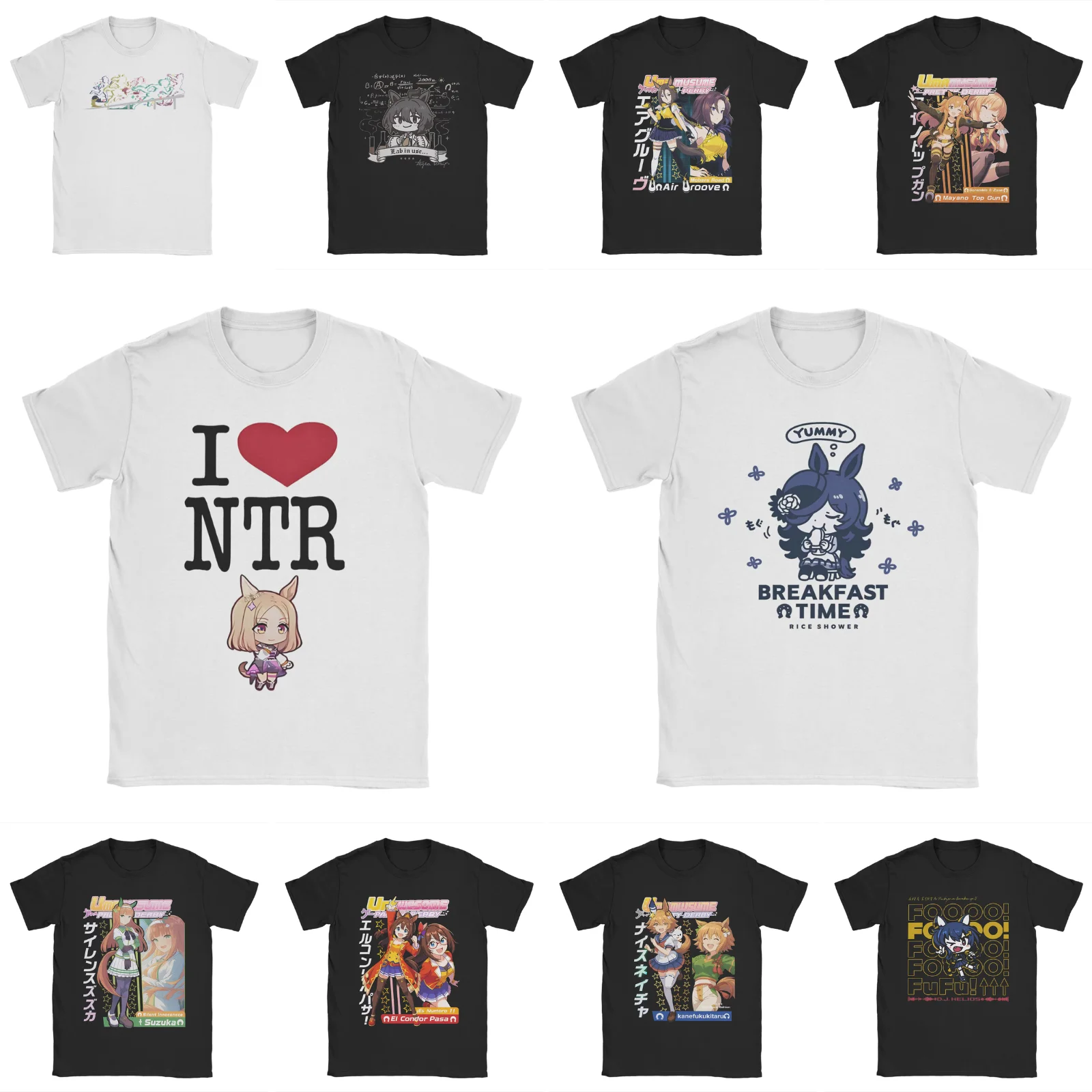 Ich liebe NTR Umamsusme Anime T-Shirts Herren reine Baumwolle Tolles T-Shirt Rundkragen T-Shirts Kurzarm Kleidung Plus Size