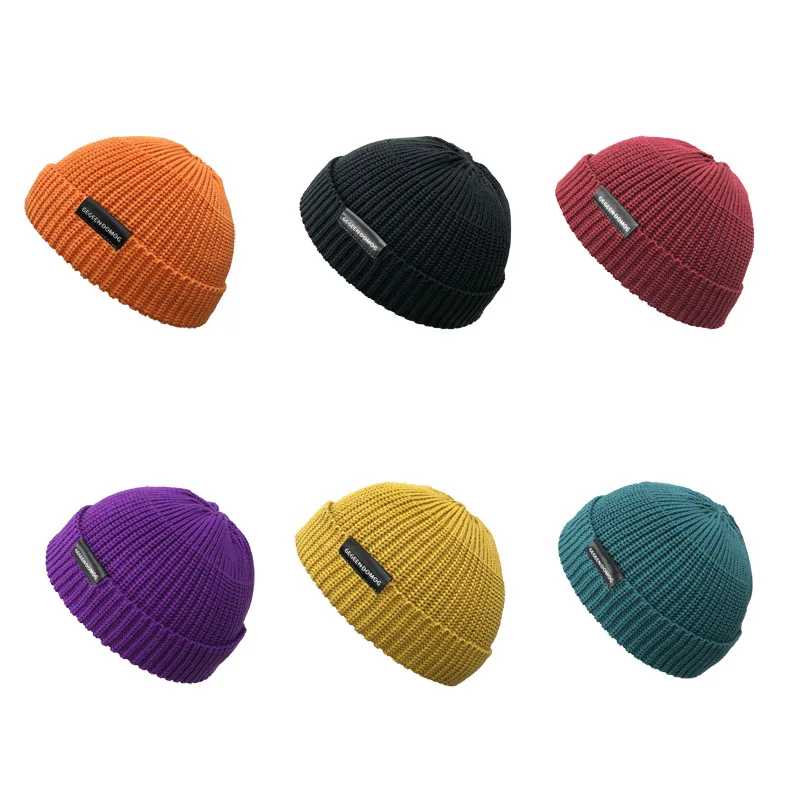 

Men's Knitted Cap Melon Wool Hip-Hop Hat Sailor Short Section Of Fall And Winter Thickened Warm Windproof Retro Ins Dome Cap