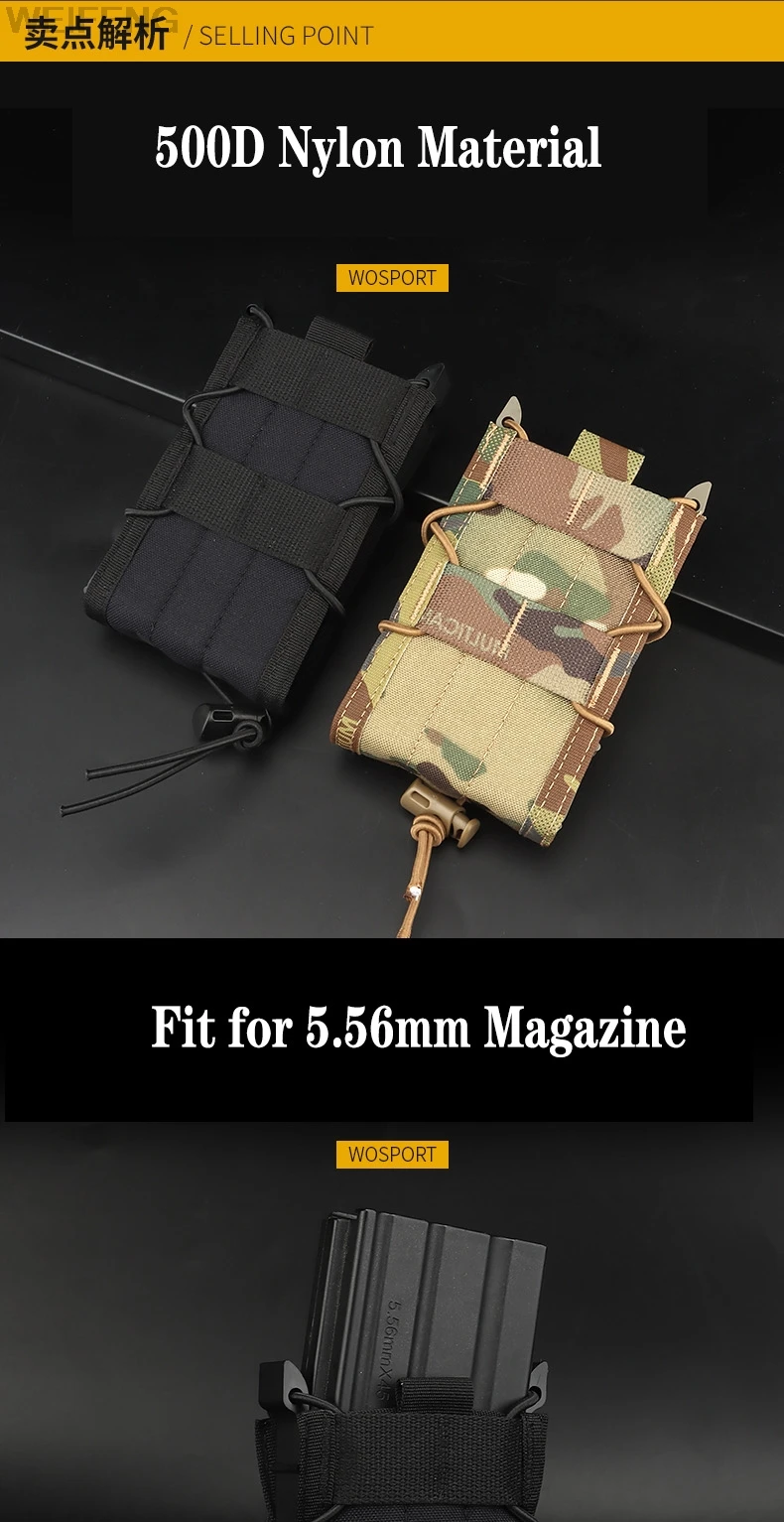 Description Picture 5 of itemTactical 5.56 Magazine Pouch for AK AR15 M4 Rifle Mag Holster Gun Mag Bag Shooting Airsoft CS Hunting Accessories