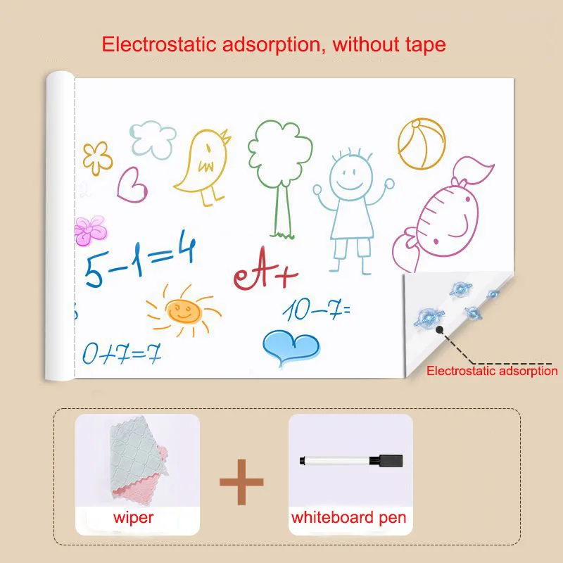 1 Roll Electrostatic Adsorption Whiteboard For Writing, Drawing, Washable  And Removable Wallpaper, Protective Decoration For Office And Home Walls, So