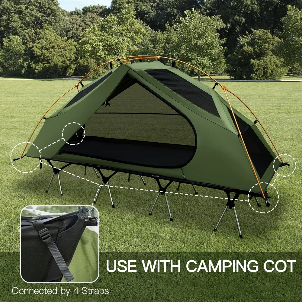 Night Cat Camping Cot Tent - Waterproof 1-Person Off-Ground Combo Cot Bed for Adults Outdoor Camping Fishing Hunting Portable Easy Set-up Tent image 7