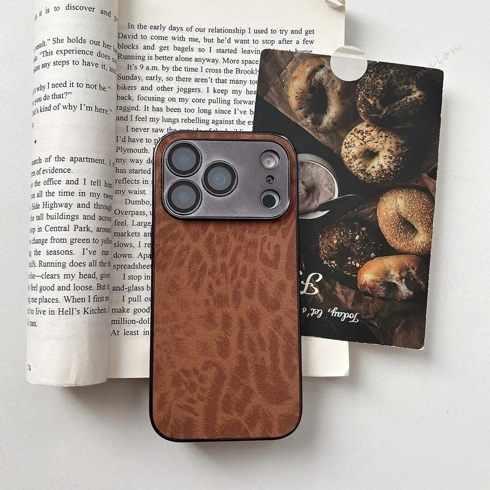 Luxury Leopard Leather Case with Metal Plating Protector - Premium Hard Cover