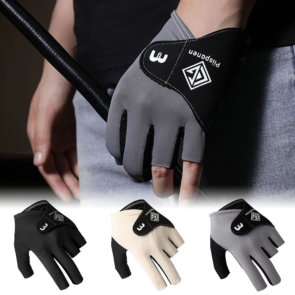 1Pcs Professional Billiard Glove Open 3 Fingers Sports Gloves Billiard Left Hands Anti-Slip Breathable Perspire Women Men Unisex