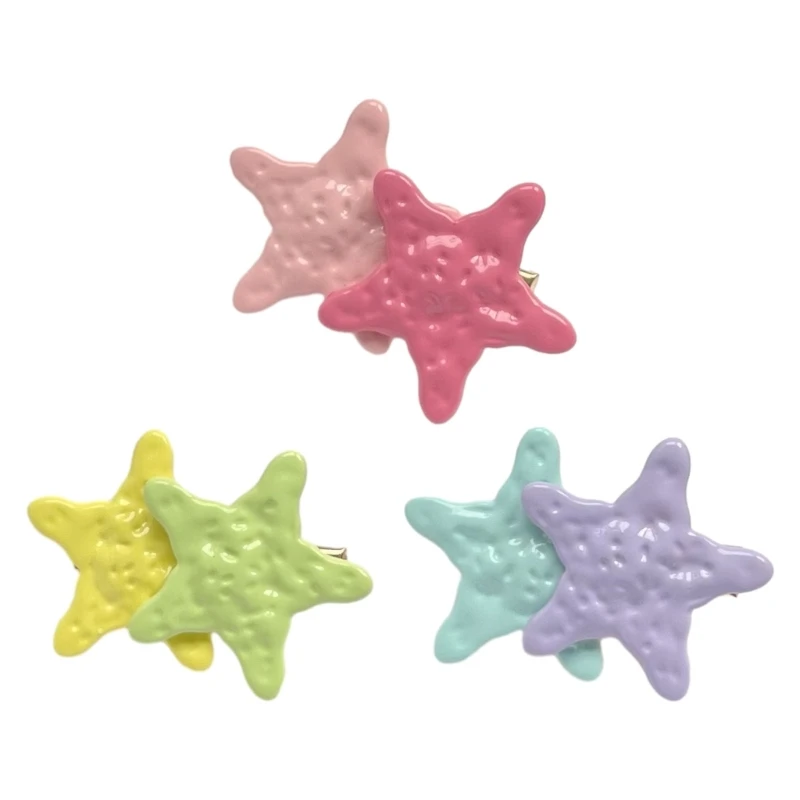 Candy Color Star Shape Duckbill Hair Clip Spring Summer Headwear for Woman Girls Taking Photo Shopping Travel Anti-slip