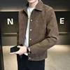 Men's Double Layer Suede Jacket Spring Autumn Casual Style Flip Collar Handsome Handsome Brand High End Feel Spring Wear