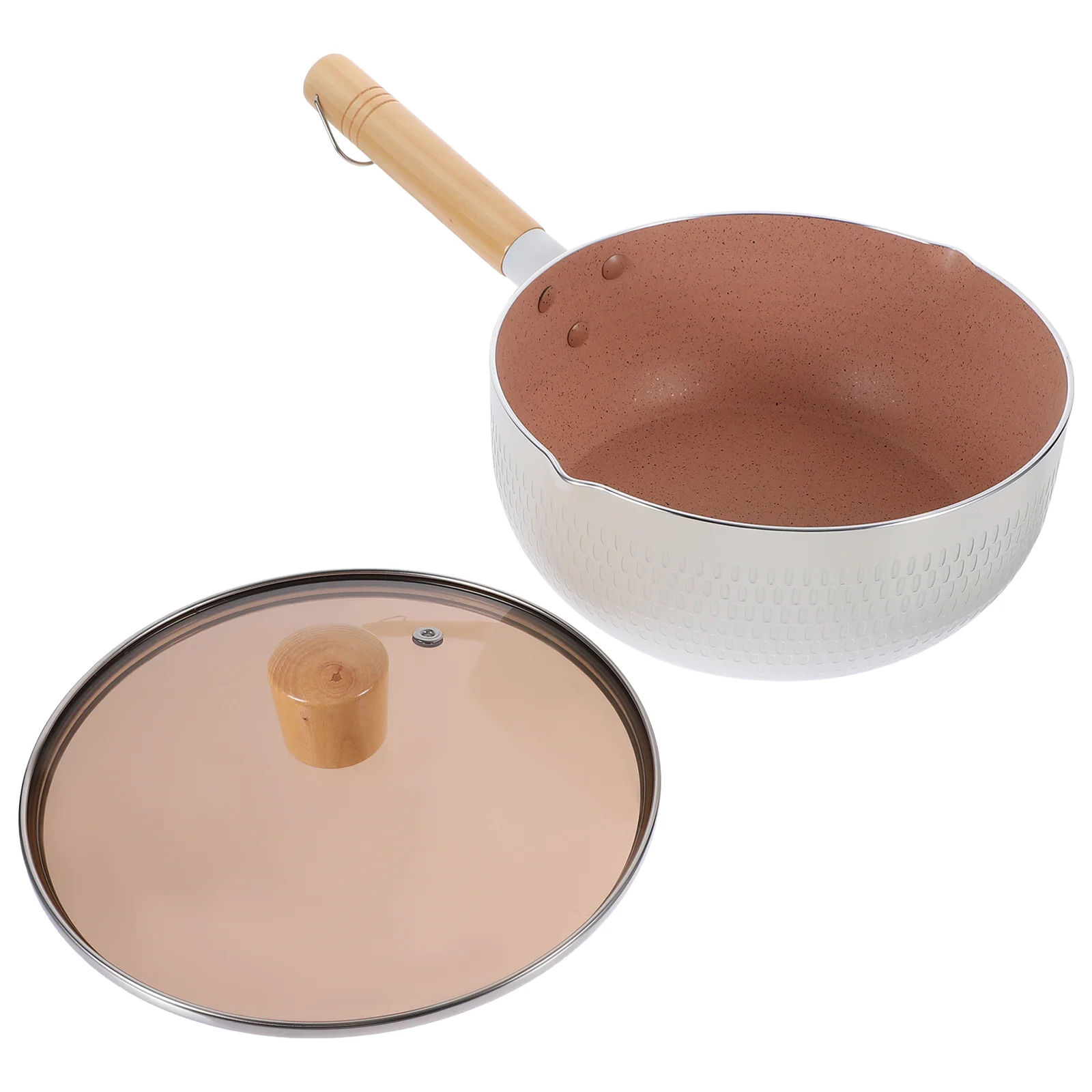 

Japanese Medical Rice Stone Snow Flat Pot Non-stick with Lid Cook Instant Noodles Small Household Milk