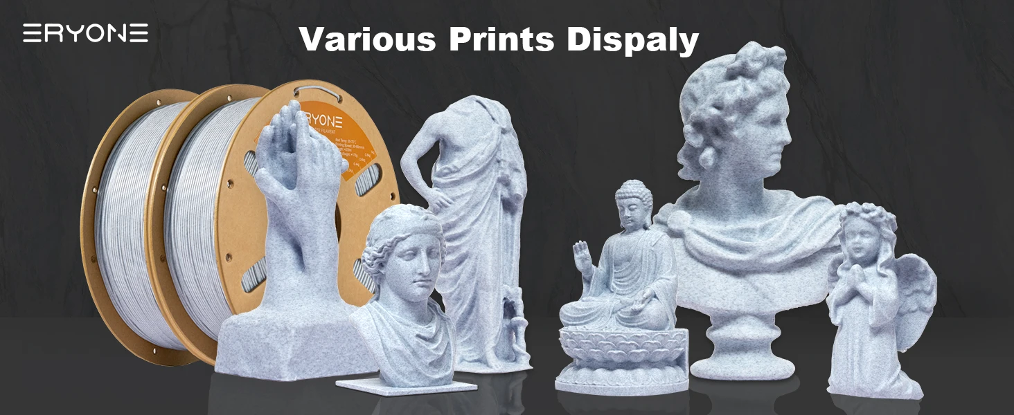 ERYONE 10KG Marmor PLA 3D-Drucker Filament 1,75mm, Naturstein-Effekt Filament, Matt-Finish 1kg Spule – Detail 8